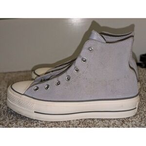 Converse Chuck Taylor All Star Lift Cozy Gravel High Top Platform Shoes Grey 8.5